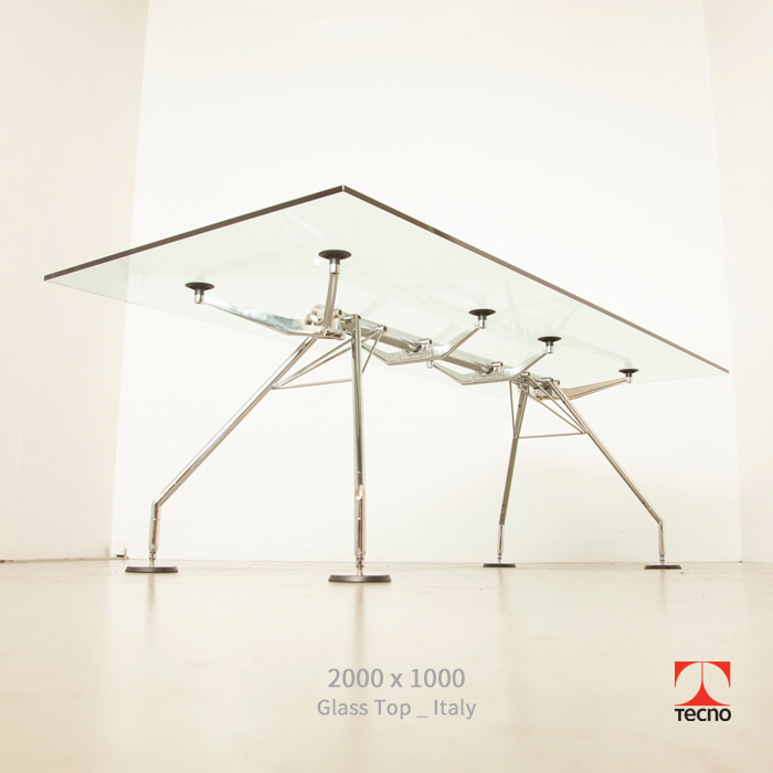 [Tecno] 노모스 테이블 2200x1000 크롬 Nomos Table [ Glass Top _ Italy ]