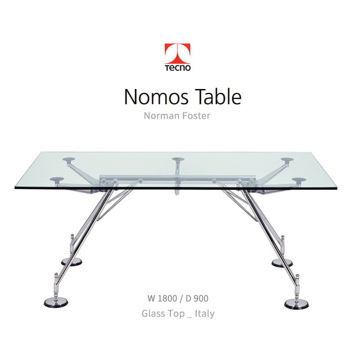 [Tecno] 노모스 테이블 1800x900 크롬 Nomos Table [ Glass Top _ Italy ]